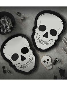 8 stk Hodeskalle Papptallerkener 26x20 cm - Fright Night