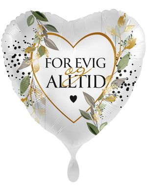Hjärtformad "FÖR EVIG och ALLTID" Blomster Folieballong 43 cm
