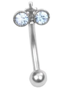 Ögonbrynspiercing med Ljusblå Stenar och Kors - 1.2 x 8 mm