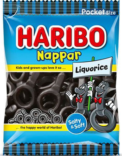 Haribo Salta Nappar - Lakritsnappar 80 gram