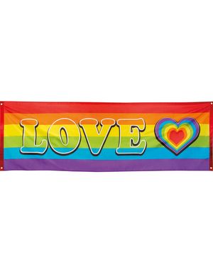 Love - Stor Regnbågsfärgad Banner 220x74 cm