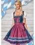 Brokadmönstrad Lyxig Oktoberfestklänning i Blått och Burgunderrött