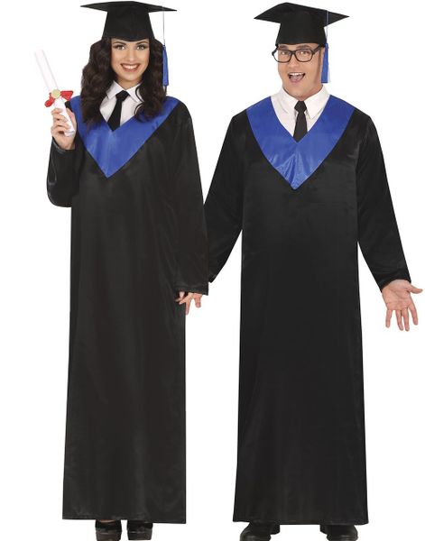 Svart och Blå Examen Cape - Unisex Maskeraddräkt
