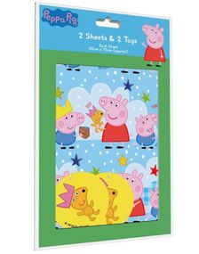 2 stk Gavepapir 50x70 cm med Navnelapper - Peppa Gris