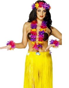Fint hawaiiset med lila/rosa/orange blommor