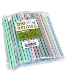 125 st Miljövänliga Pastellfärgade Sugrör Med Sked