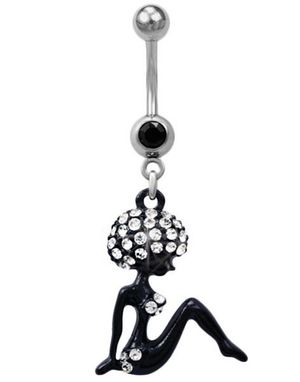 Afro Girl Navelpiercing - Svart