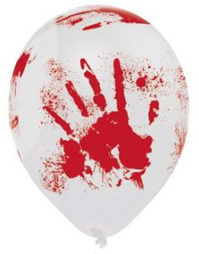 6 stk Blodig Håndavtrykk Ballonger 25,4 cm