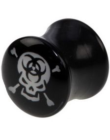 Biohazard Skullhead - Svart Piercing Plugg