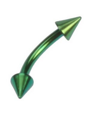 Banan Grön med Spikes - 1,2 x 8 mm Ögonbrynspiercing