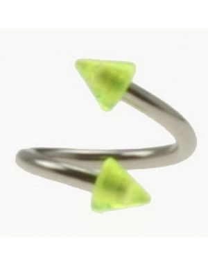 Curve Ögonbrynspiercing med Gröna Spikes - 1.2 x 8 mm