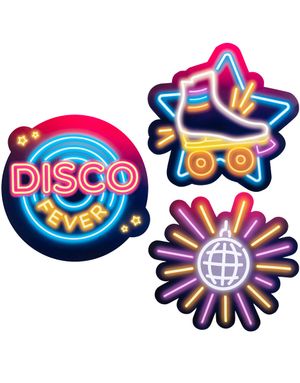 3 stk Store Cut-Out Dekorasjoner - Disco Fever