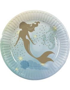10 st Papperstallrikar med Sjöjungfru/Mermaid Motiv 23 cm