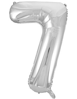 Talet 7 - Silverfärgad JUMBO Folieballong 86 cm