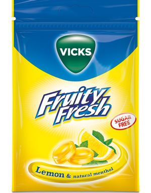 Vicks Fruity Fresh Halspastiller med Citron och Menthol Smak - Sockerfri