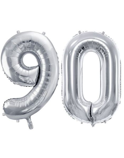 90 års ballonger - 86 cm silver