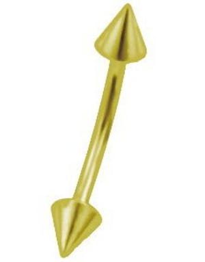 Double Spikes Banan - Guldfärgad Ögonbrynspiercing