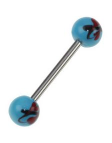Design Flower Blue - Handmålad Tungpiercing