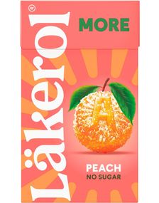 Läkerol More Peach No Sugar - Sukkerfrie Pastiller med Ferskensmak 30 gram