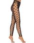 Svart Crotchless Nettingsstrømpebukser med Leopard Motiv