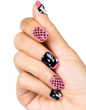 24 stk Kattunge/Polka Dot Lösnaglar