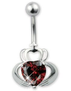 Queen of Heart Red - Navelpiercing i Äkta Silver
