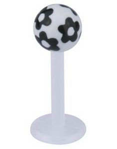 Labret m/Blommor - Vit/Svart - Strl 1,2x8x4mm