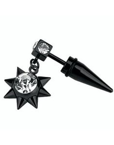 Hanging Diamond Star - Svart Fejkpiercing