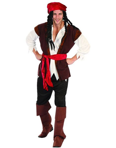 Piratkostyme til Mann 4 Deler - Onesize