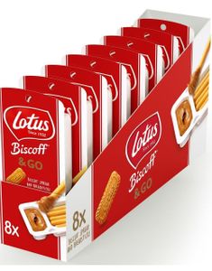 8 st Lotus Biscoff & Go - Brödstavar och Biscoff-pålägg - Hel låda 360 gram