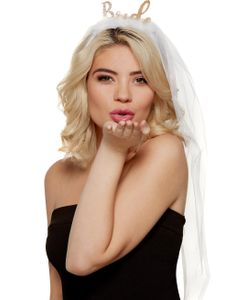 Bride Diadem med Slöja och Fjädrar