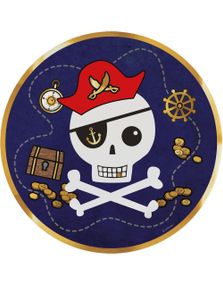 8 stk Papptallerkener med Piratskalle 23 cm