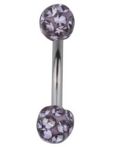 Dual Glitter Ball Ögonbrynspiercing - Lila - 1.2 x 8 mm