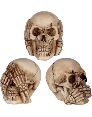 Hear No Evil, See No Evil - 3 stk Hodeskallefigurer 6,5 cm