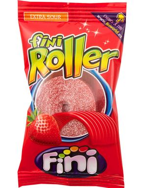 1 stk Fini Strawberry Roller Fizz - Röda Vingummi