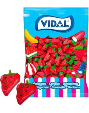 250 stk Vidal Strawberry Liquorice Slices - Stor Pose med Jordbærlakris 1,5 kg