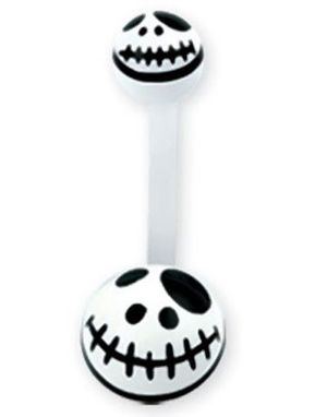 Jack Skellington Head Navelpiercing i Vit och Svart