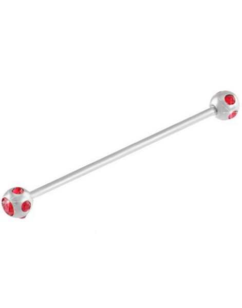 Industrial Barbell med Röda Stenar - 1.6 x 38 mm