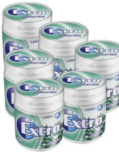 6 st Stora Extra White Eucalypstus Tuggummi Burkar - Hela Lådan 504 Gram