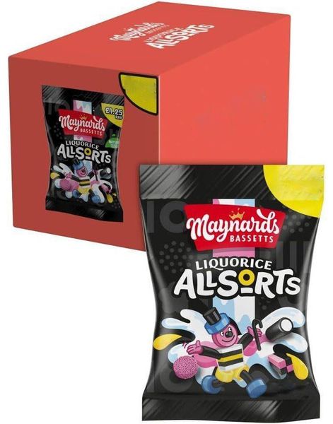 12 stk Maynards Bassetts Liquorice Allsorts / Engelsk Lakris Konfekt - Hel Eske 1,56 kg