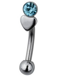 Blue Stone with Heart Ögonbrynspiercing - 1.2 x 8 mm