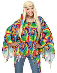 Psykadelisk Hippie Poncho och Pannband
