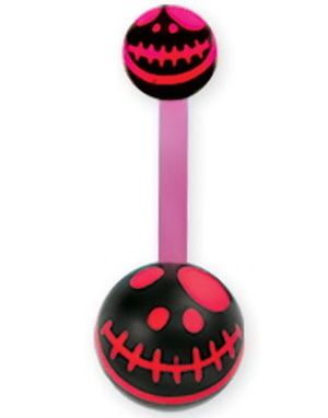 Jack Skellington Head Navelpiercing i Rosa och Svart
