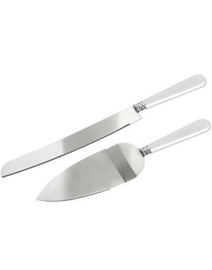 Tårtkniv och Spade med Vitt Skaft