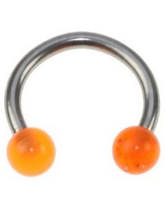 Rund Ögonbrynspiercing med Orange Kulor - 1.2 x 8 mm