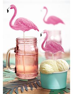 6 stk Flamingo Kaktoppar 22 cm - Aloha Tropical