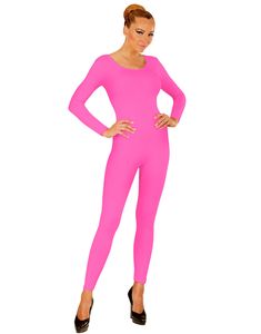 Neonrosa Bodysuit med Ben och Långa Ärmar