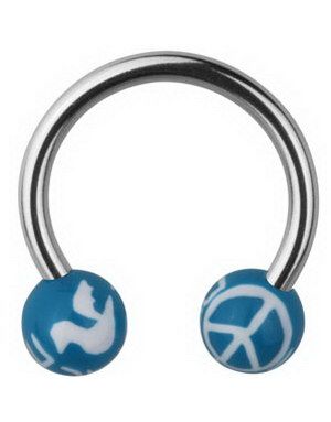 Peace Ögonbrynspiercing - Blå - 1.2 x 10 mm