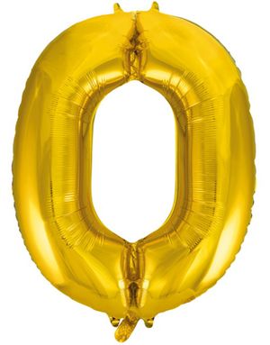 Talet 0 - Guldfärgad JUMBO Folieballong 86 cm