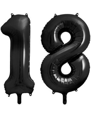 18 års ballonger - 86 cm svarta
